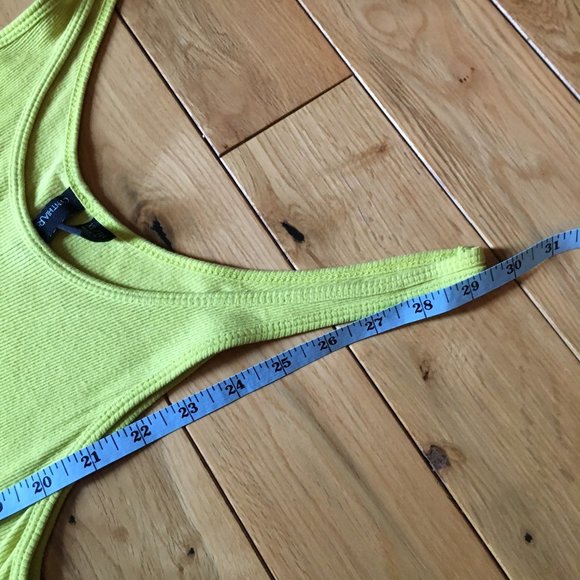 Long Acid Yellow Pima Cotton Ribbed Singlet Tank Top - Picture 12 of 14